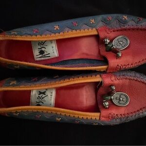Colorful Leather Loafers with Embellishments